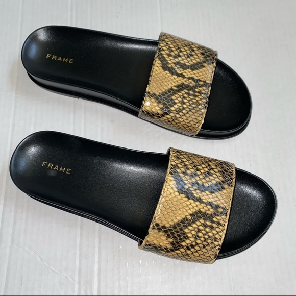 Frame Le Osborne Python-Embossed Leather Slides - Picture 10 of 14